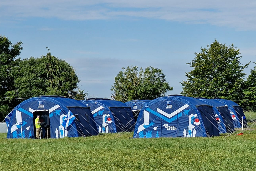RAF Cadet Tents for RIAT 2024 - 80 Inflatable Tents supplied by Nixus UK. These are our high pressure, military standard, NIXUS ERA 5.5m x 7.5m tents